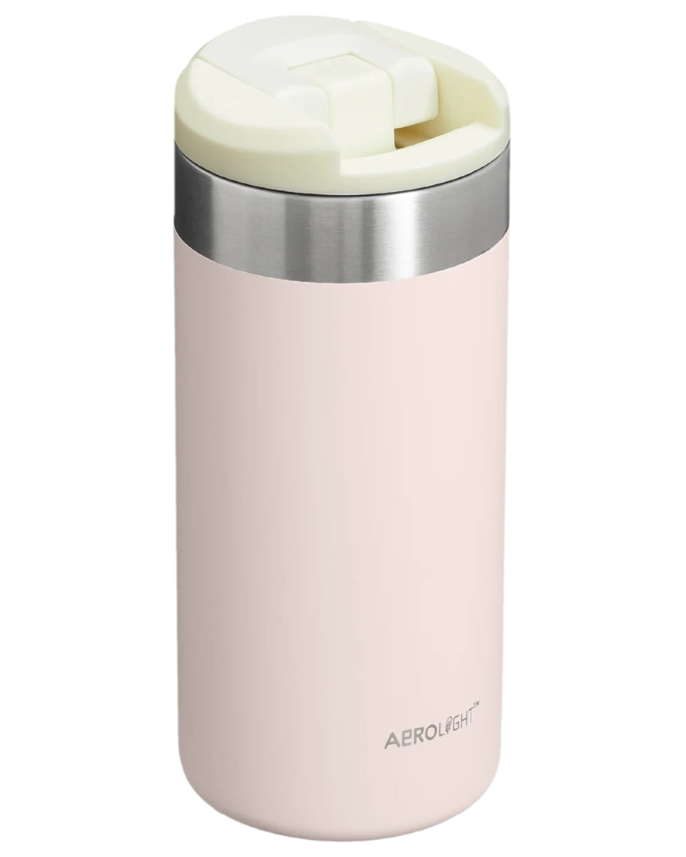 Rose Quartz Coloured Stanley AeroLight Transit Mug 0.35L on white background