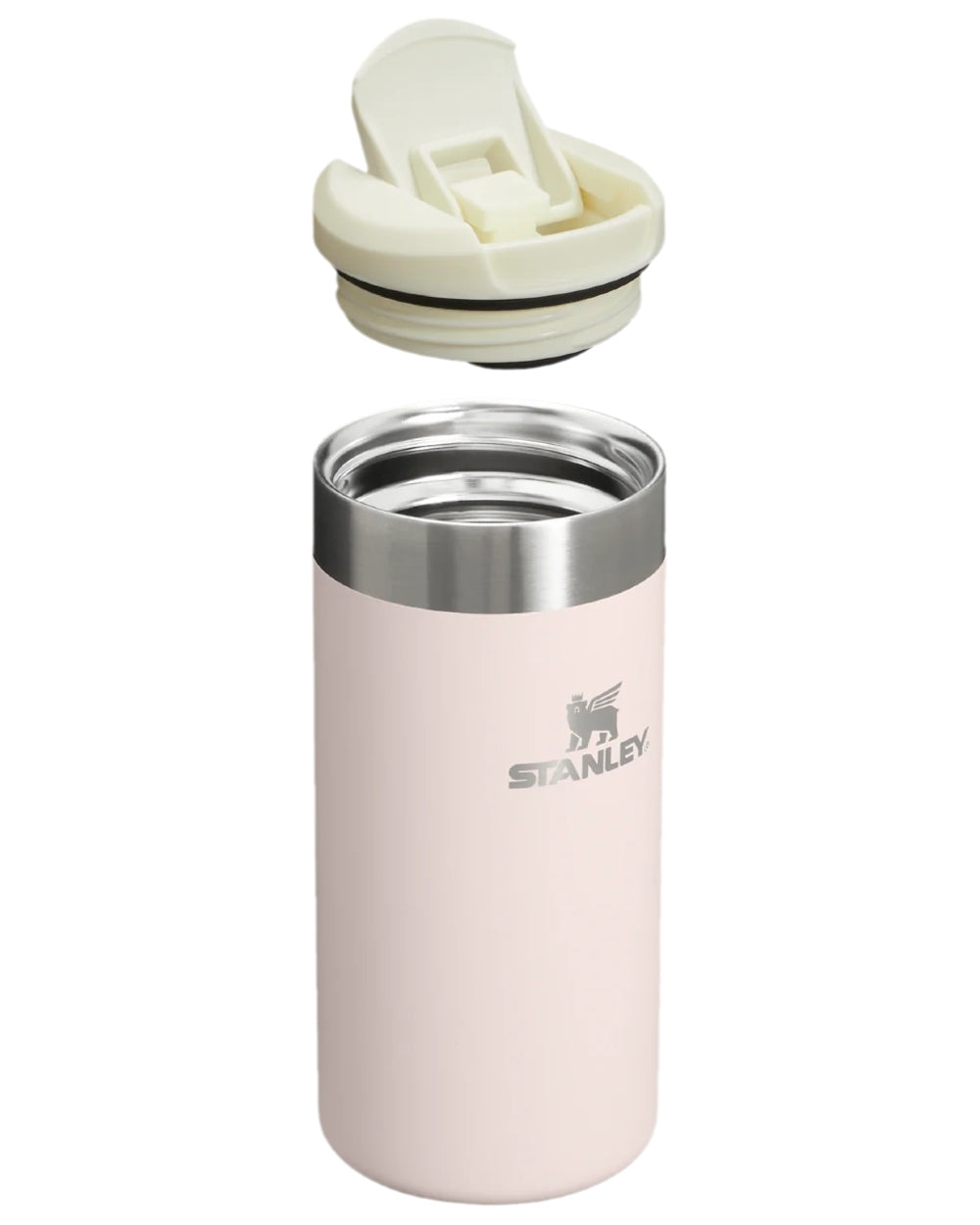 Rose Quartz Coloured Stanley AeroLight Transit Mug 0.35L on white background