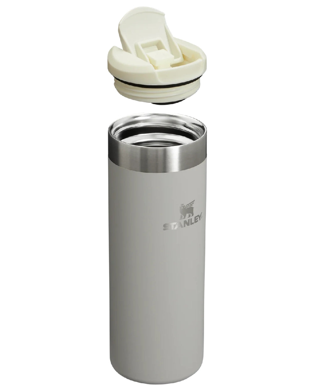 Ash coloured Stanley AeroLight Transit Mug 0.47L on white background