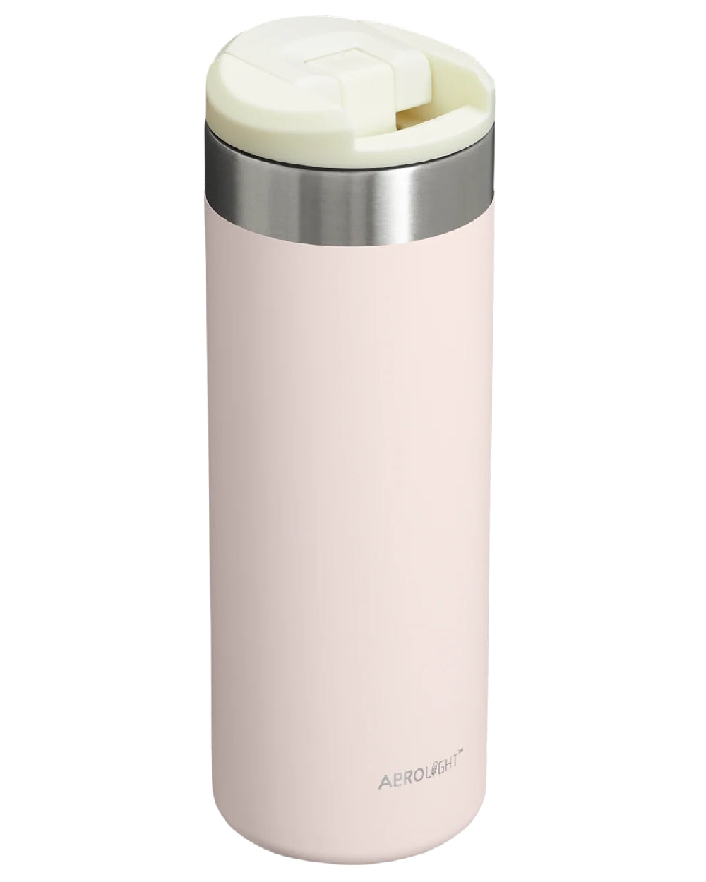 Rose Quartz coloured Stanley AeroLight Transit Mug 0.47L on white background