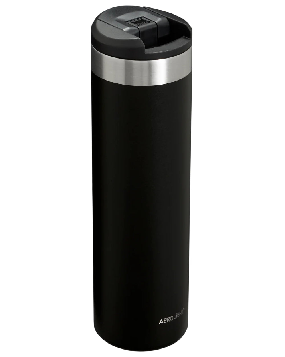 Black coloured Stanley AeroLight Transit Mug 0.6L on white background