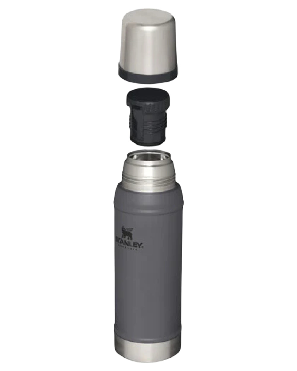 Charcoal coloured Stanley Classic Legendary Bottle 0.75L on white background