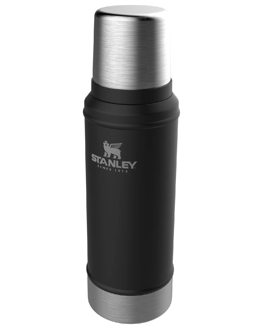 Matt Black Pebble coloured Stanley Classic Legendary Bottle 0.75L on white background
