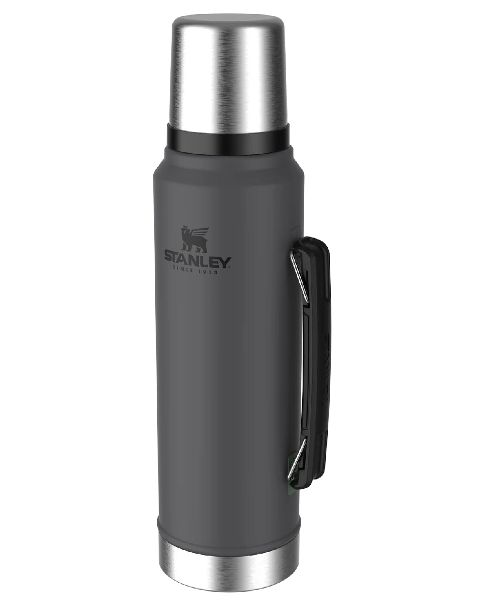 Charcoal coloured Stanley Classic Legendary Bottle 1.0L on white background