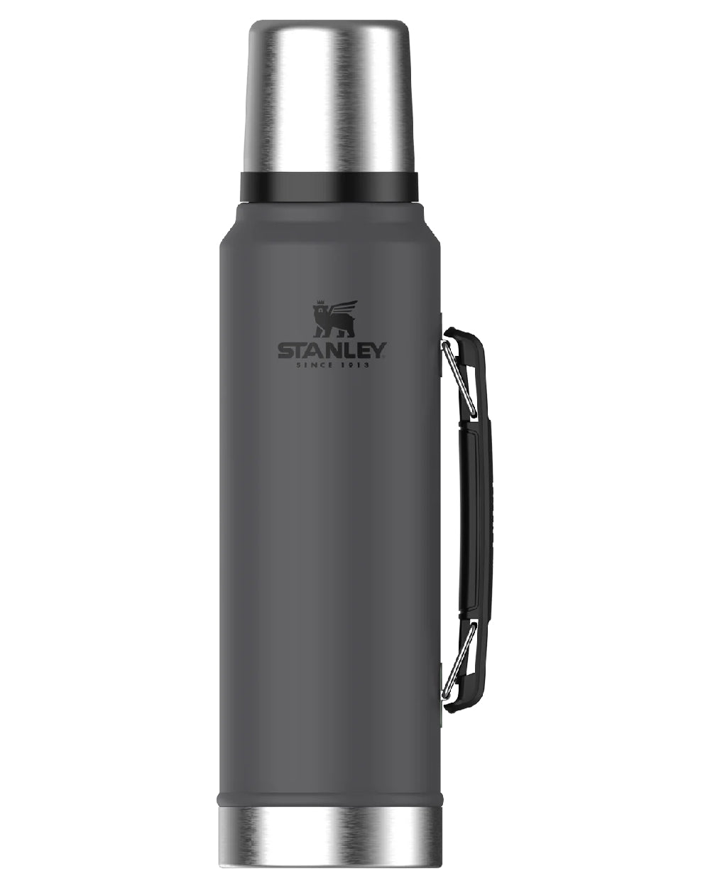 Charcoal coloured Stanley Classic Legendary Bottle 1.0L on white background