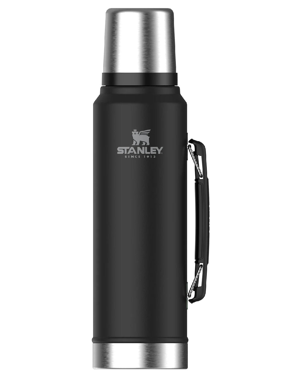 Matte Black Pebble coloured Stanley Classic Legendary Bottle 1.0L on white background