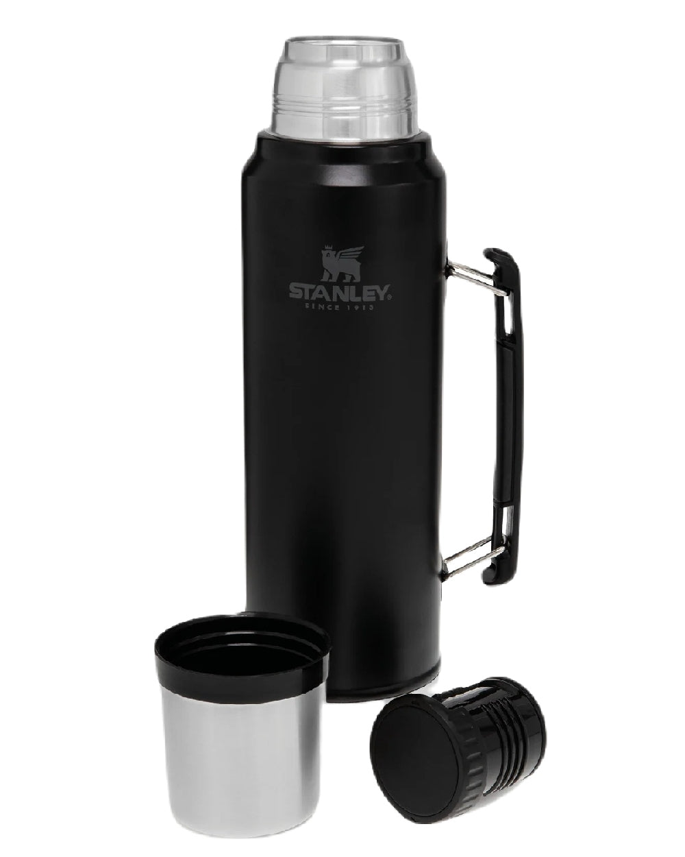 Matte Black Pebble coloured Stanley Classic Legendary Bottle 1.0L on white background