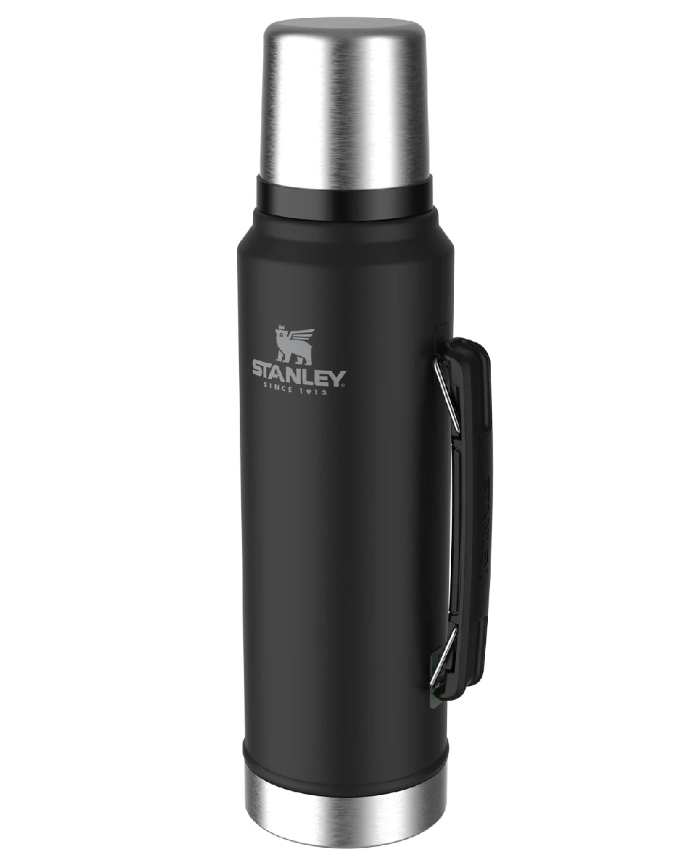 Matte Black Pebble coloured Stanley Classic Legendary Bottle 1.0L on white background