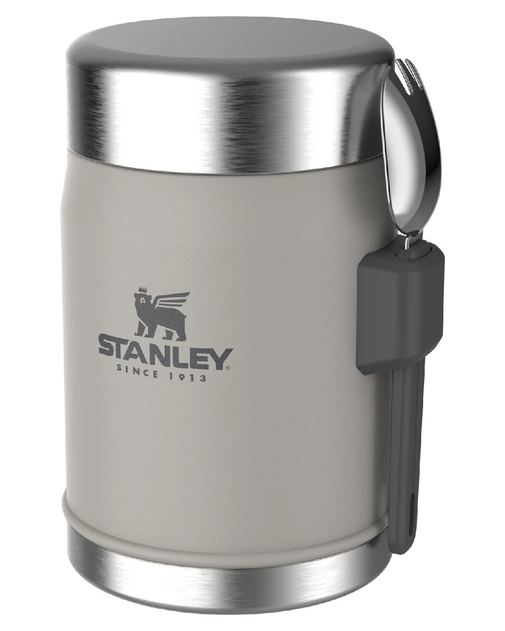 Ash coloured Stanley Classic Legendary Food Jar and Spork 0.4L on white background
