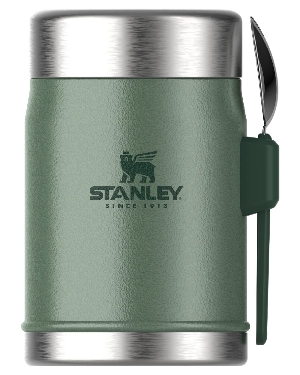 Hammertone Green coloured Stanley Classic Legendary Food Jar and Spork 0.4L on white background