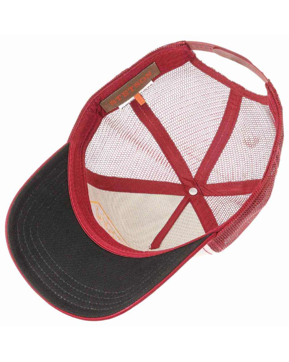 Bordeaux coloured Stetson American Heritage Bordeaux Trucker Cap on white background