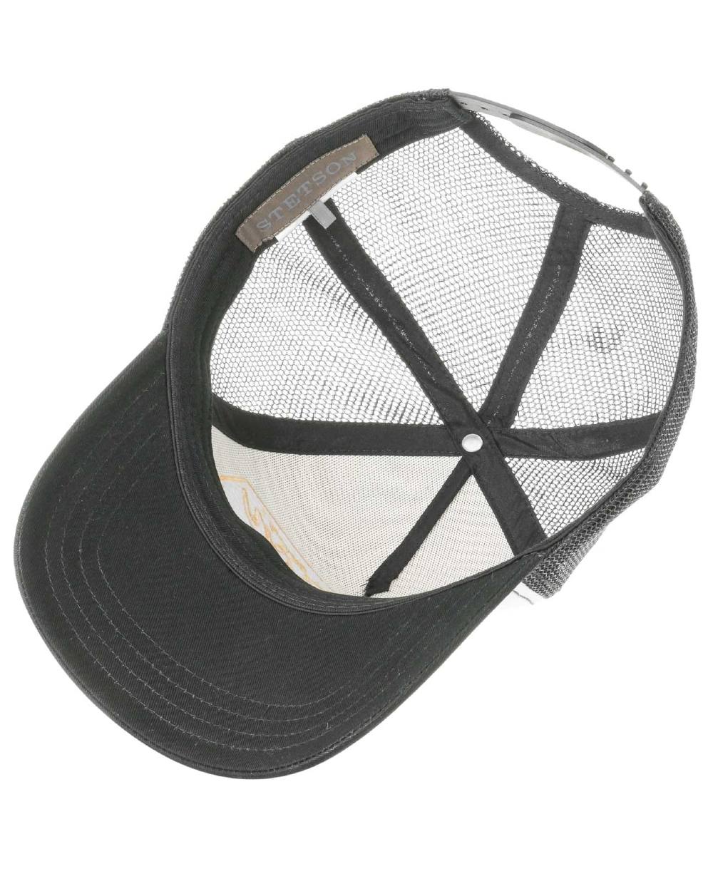 Black white coloured Stetson American Heritage Black White Trucker Cap on white background