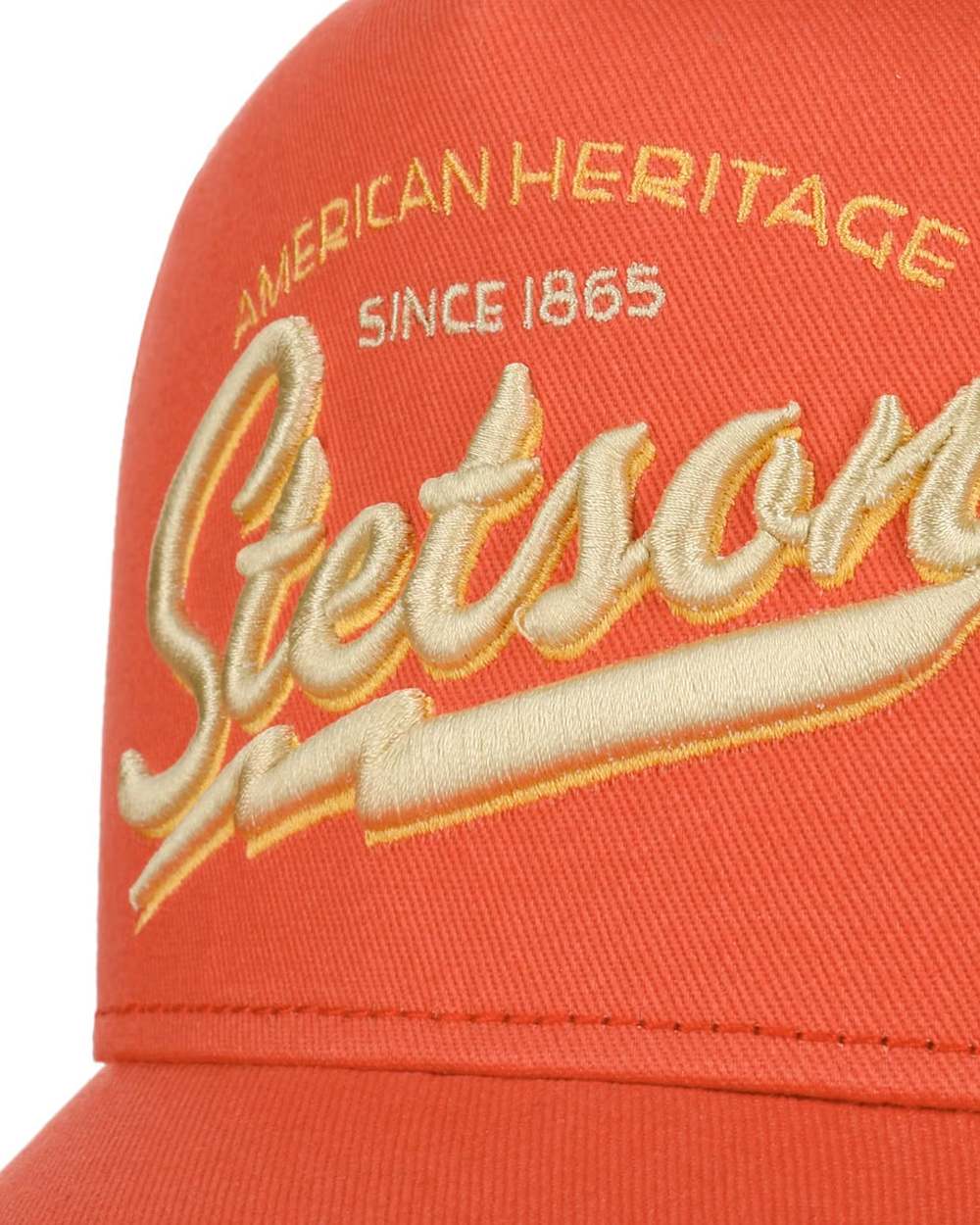 Salmon coloured Stetson American Heritage Classic Salmon Trucker Cap on white background