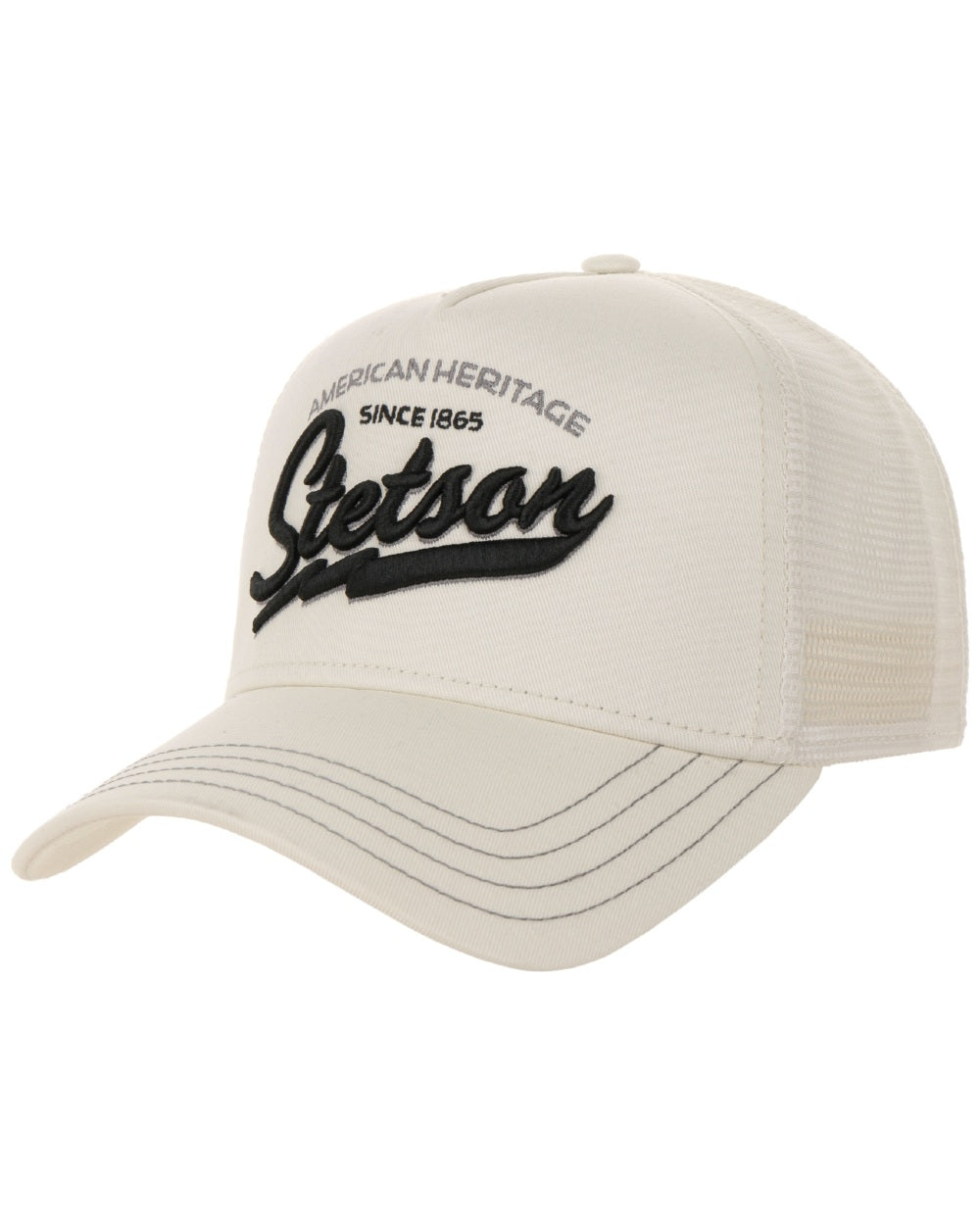 Classic Off White coloured Stetson American Heritage Classic Off White Trucker Cap on white background
