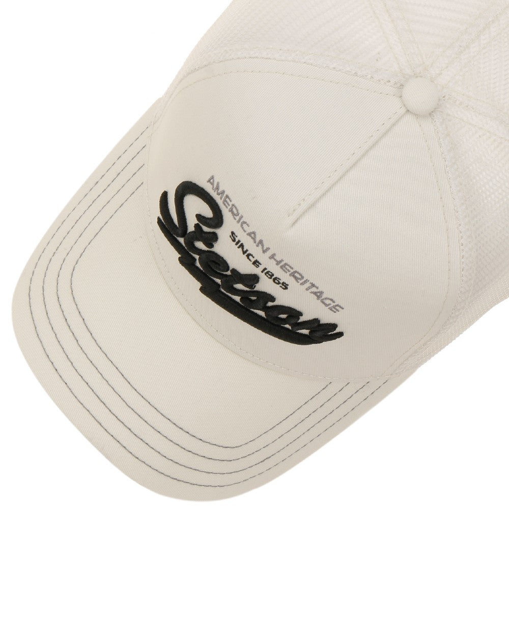 Classic Off White coloured Stetson American Heritage Classic Off White Trucker Cap on white background