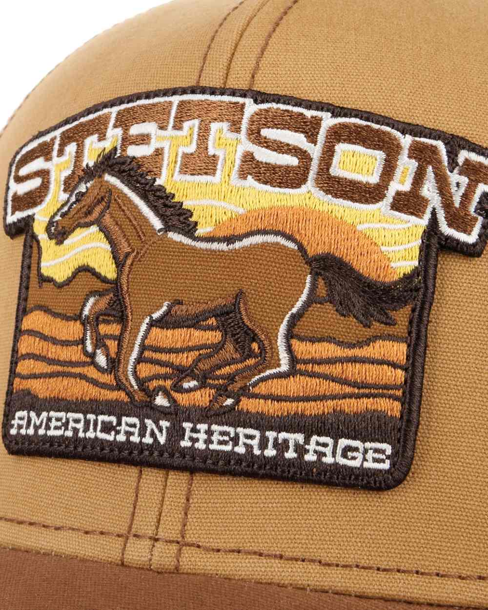 Brown Coloured Stetson American Heritage Horse Trucker Cap on white background