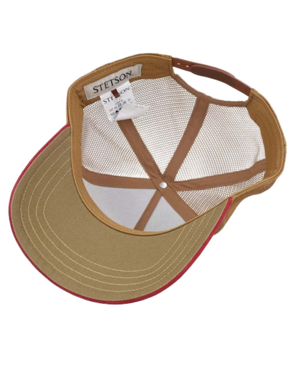 Wine Beige coloured Stetson American Heritage Rodeo Trucker Cap on white background