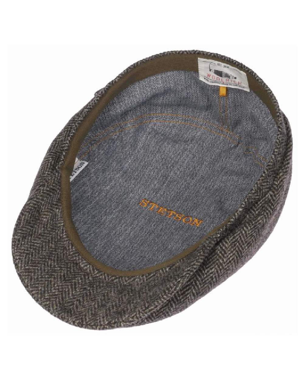 Antra Melange coloured Stetson Belfast Classic Wool Flat Cap on white background