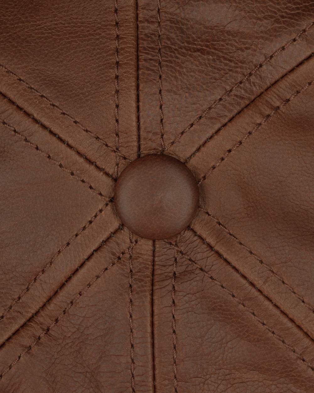 Cognac coloured Stetson Brooklin Leather Flat Cap on white background