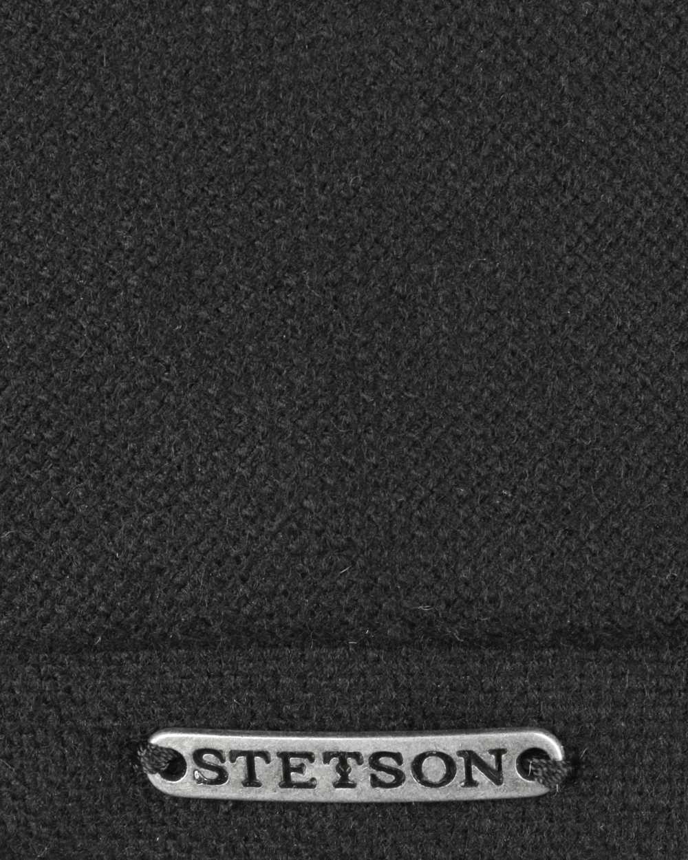 Black coloured Stetson Brooklin Wool Cashmere Flat Cap on white background