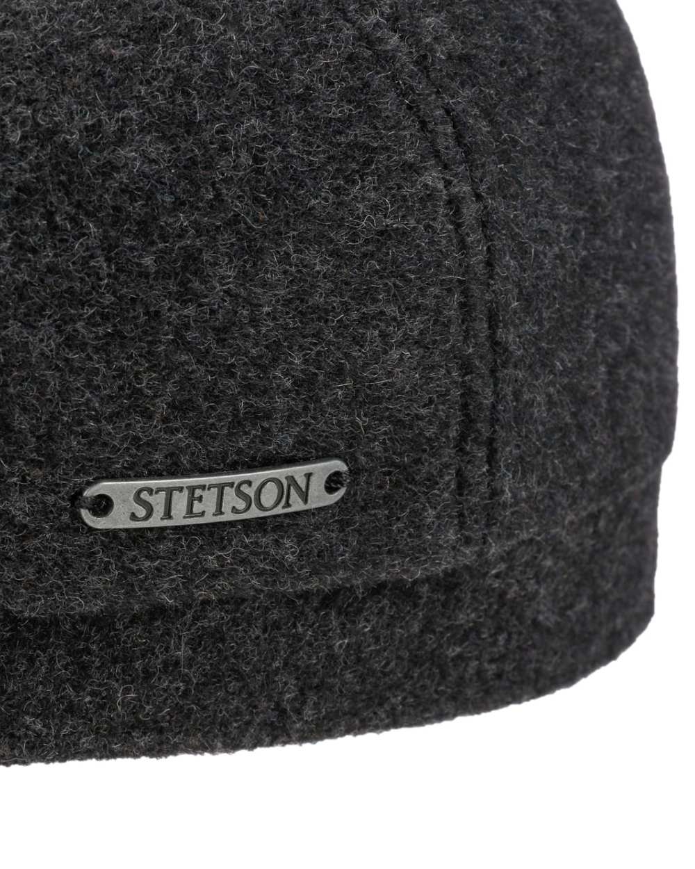 Anthracite Melange Coloured Stetson Cashmere Wool Driver Cap On A White Background