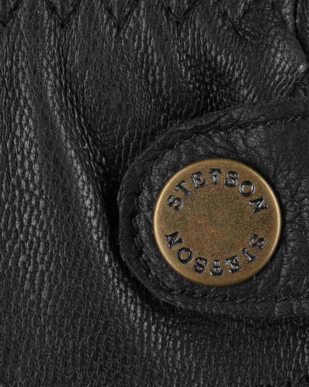 Black coloured Stetson Conductive Leather Gloves on white background