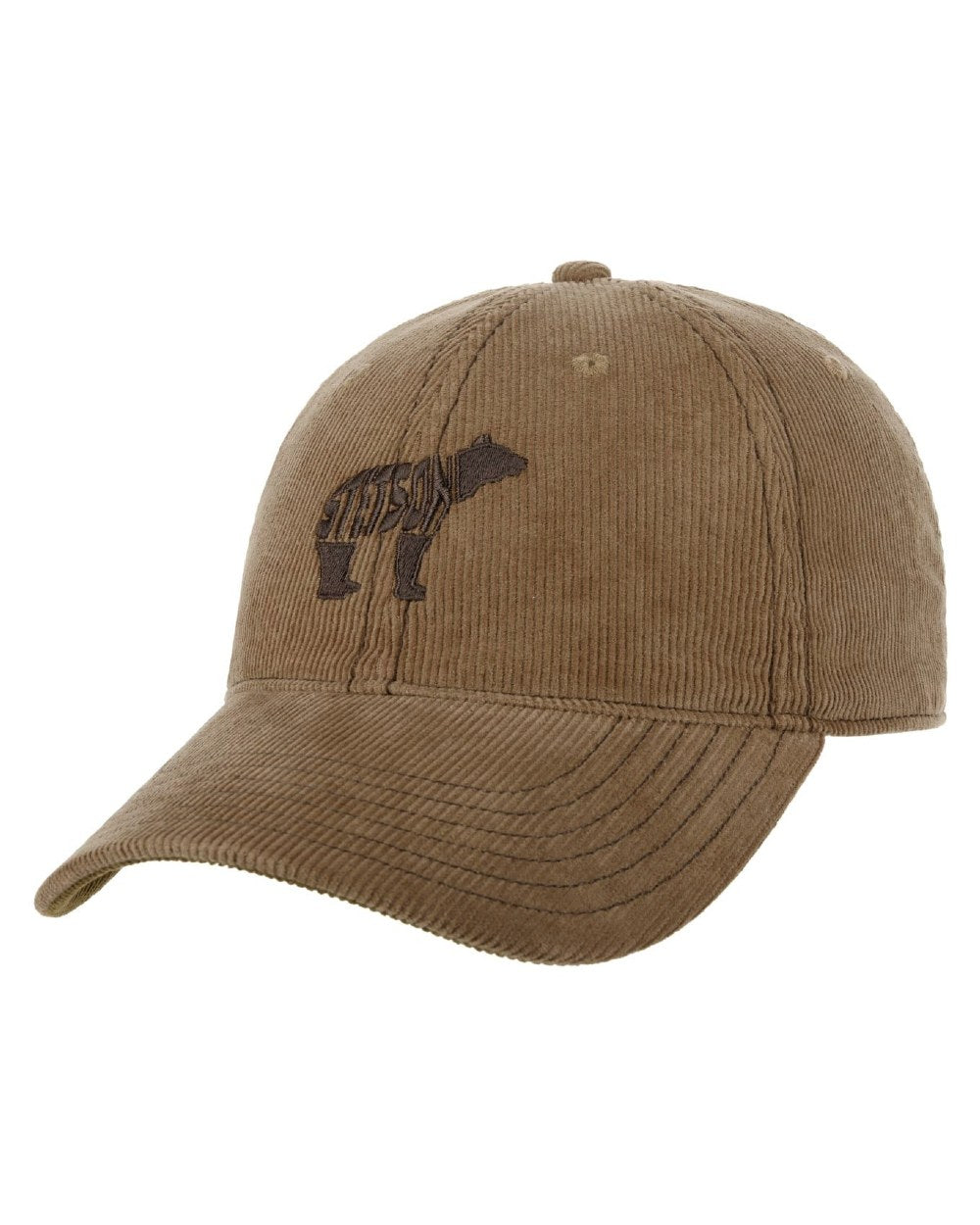 Almond coloured Stetson Embroidered Bear Corduroy Cap on white background