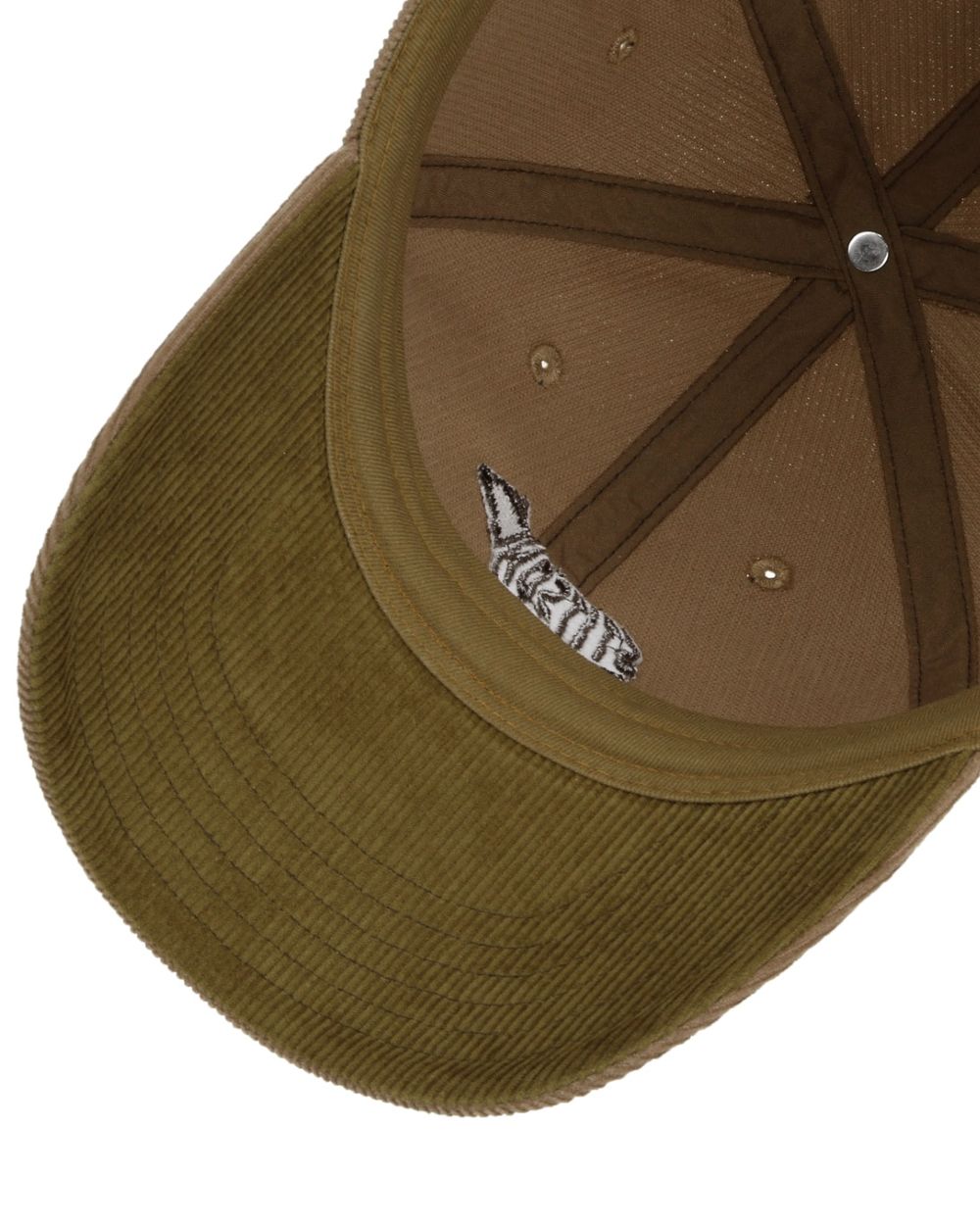 Almond coloured Stetson Embroidered Bear Corduroy Cap on white background