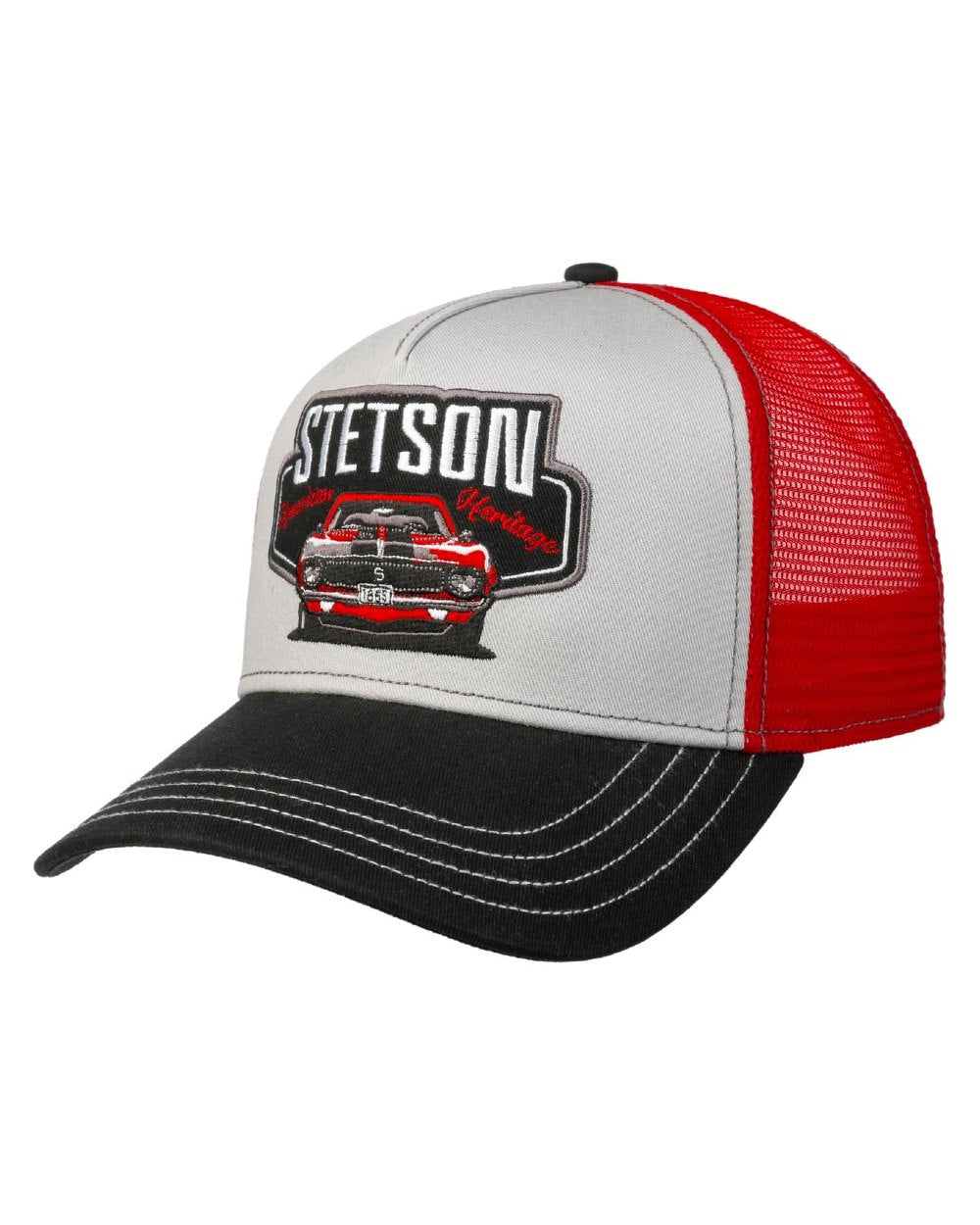 Black Grey coloured Stetson Garage American Heritage Trucker Cap on white background