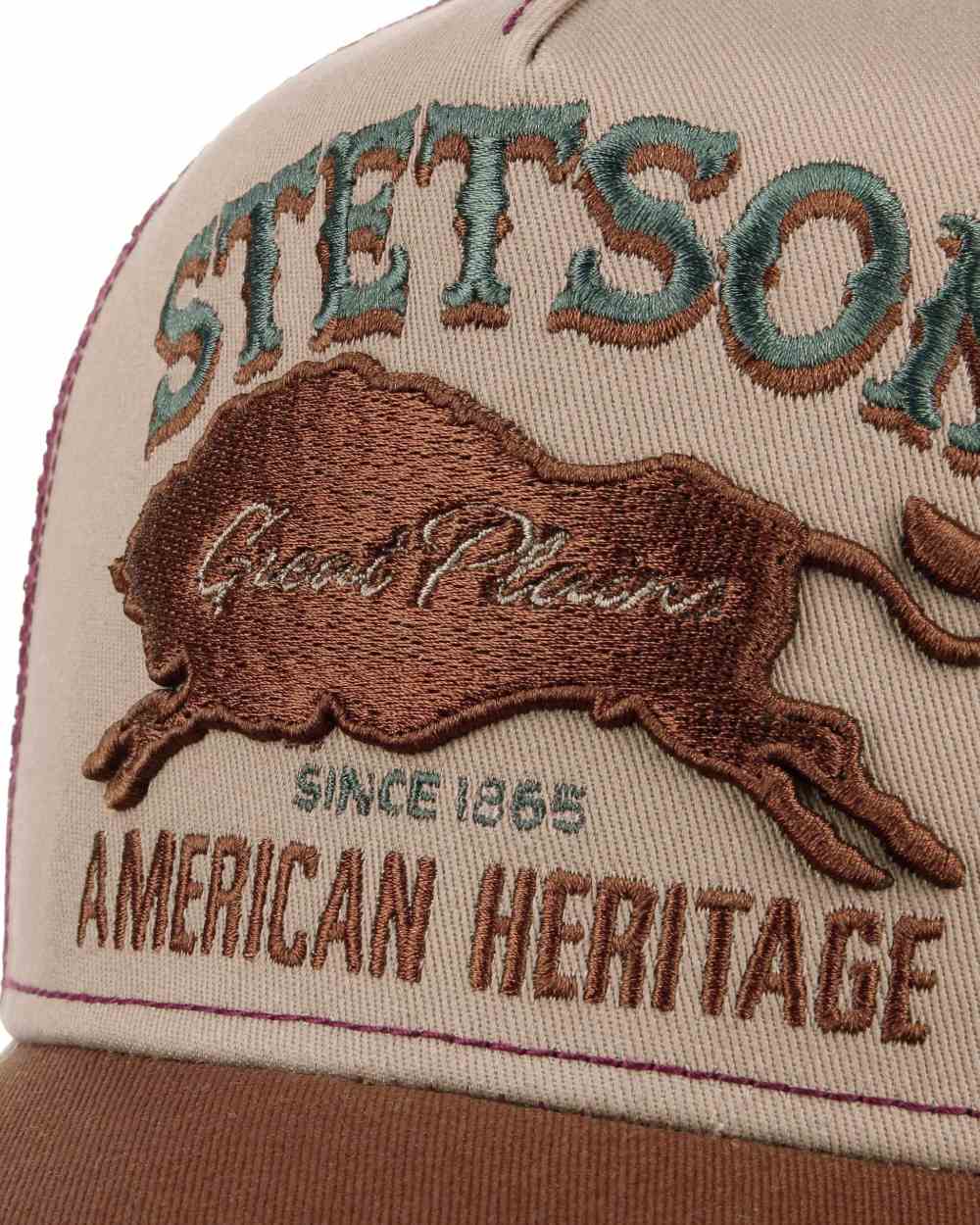 Brown Wine coloured Stetson Great Plains Trucker Cap on white background