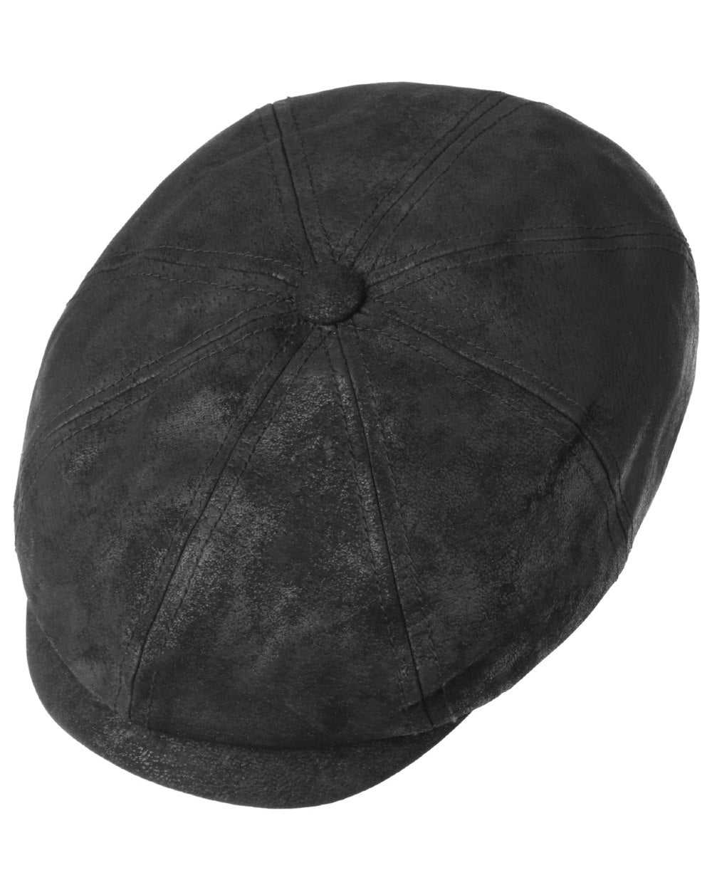 Black coloured Stetson Hatteras Pigskin Leather Cap on white background