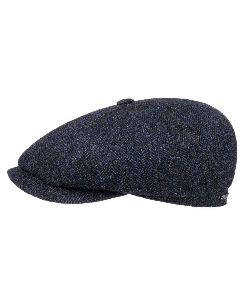 Dark Navy Coloured Stetson Hatteras Classic Wool Flat Cap On A White Background
