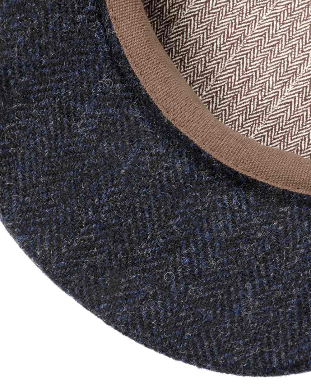 Dark Navy Coloured Stetson Hatteras Classic Wool Flat Cap On A White Background