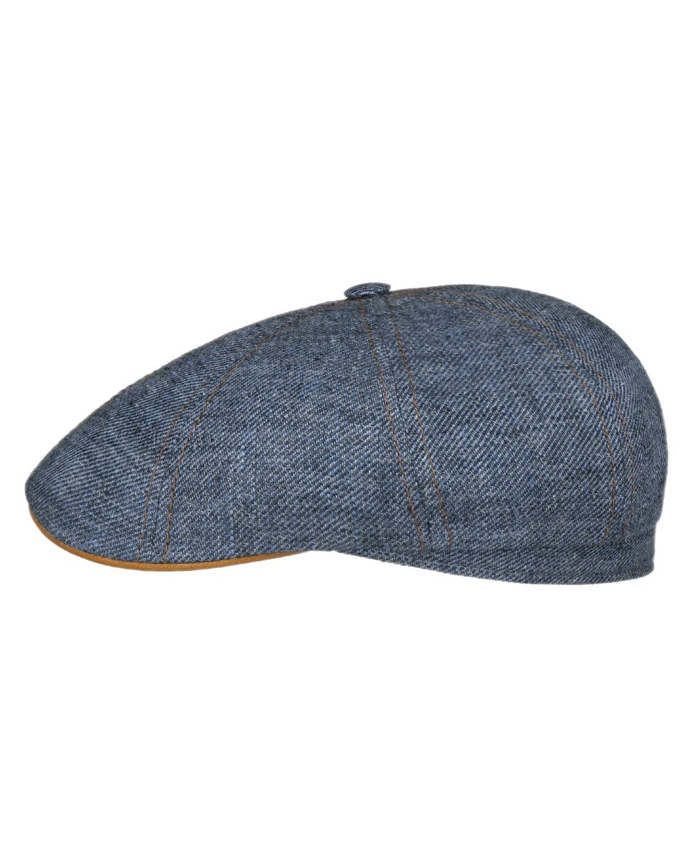 Denim Coloured Stetson Kelvey Flat Cap on white background