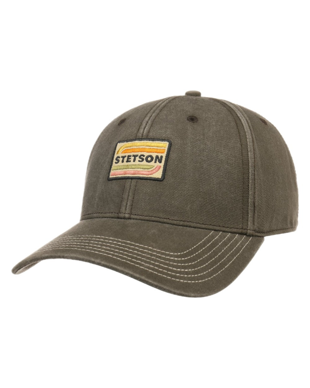 Brown Grey Coloured Stetson Lenloy Cotton Cap on white background