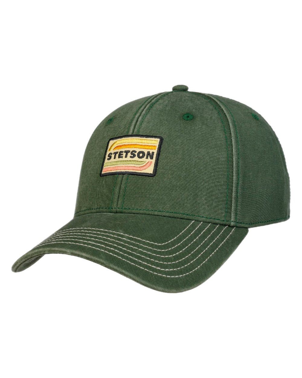 Dark Green Coloured Stetson Lenloy Cotton Cap on white background