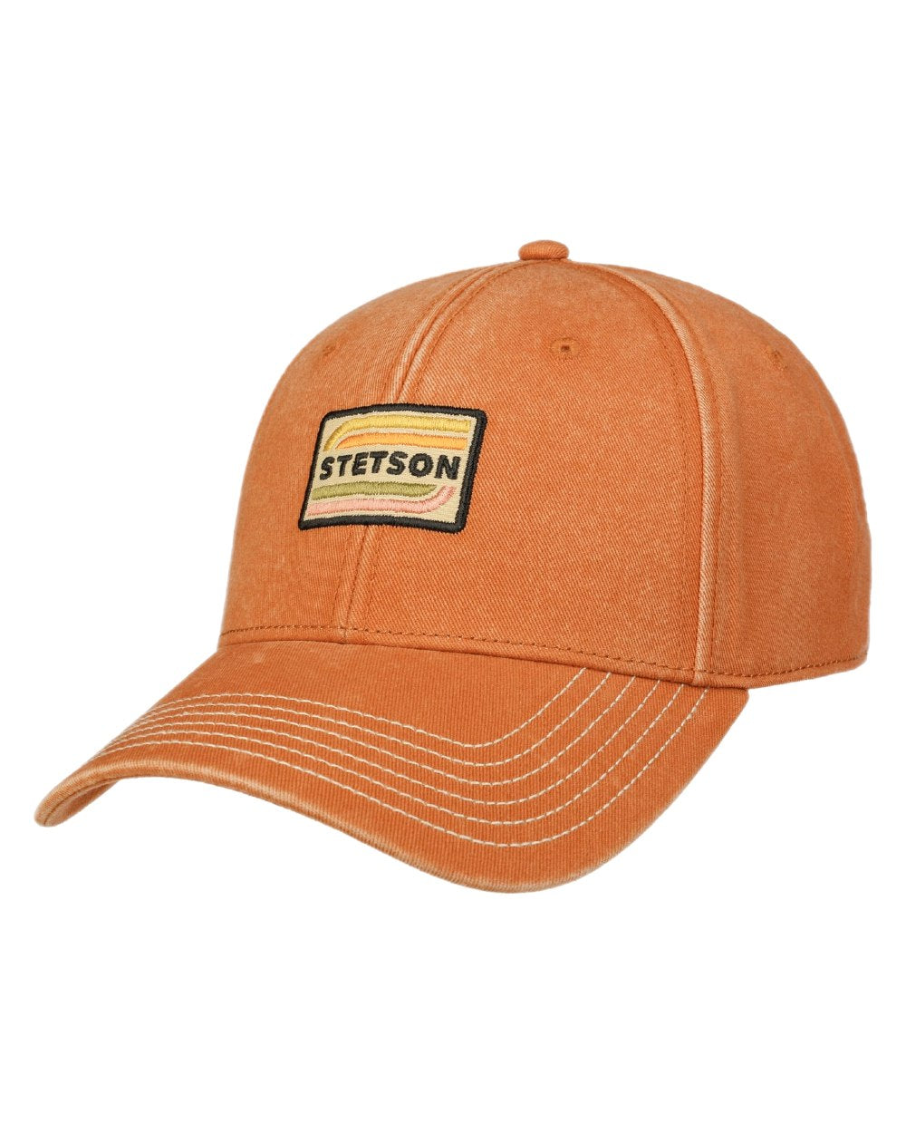 Terracotta Coloured Stetson Lenloy Cotton Cap on white background