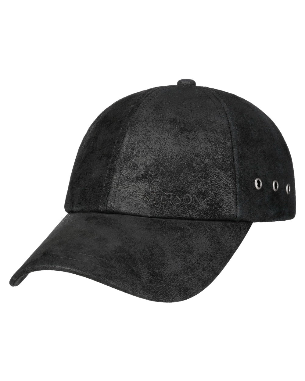 Black coloured Stetson Liberty Pigskin Baseball Cap on white background