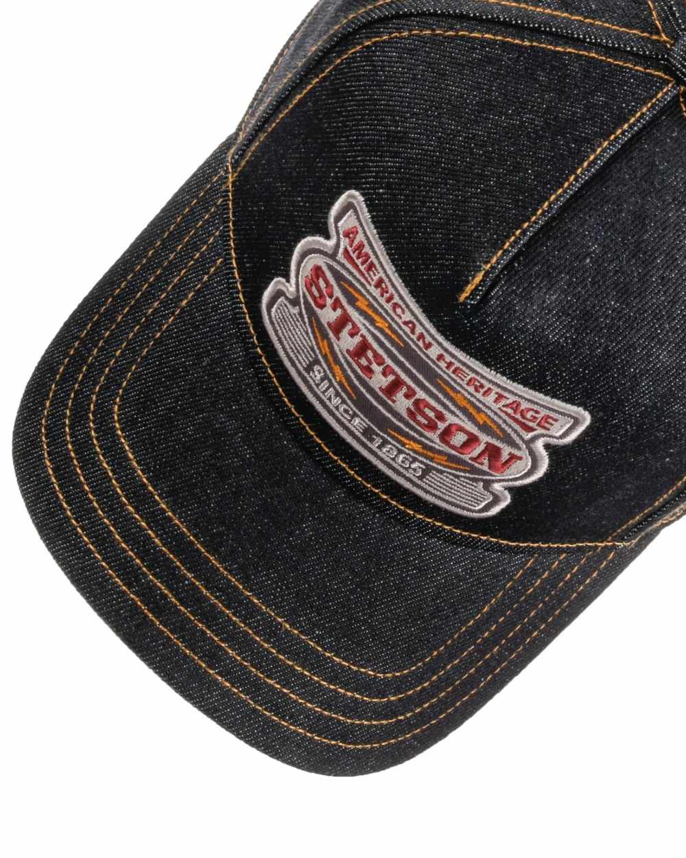 Blue Denim coloured Stetson Lightning Trucker Cap on white background