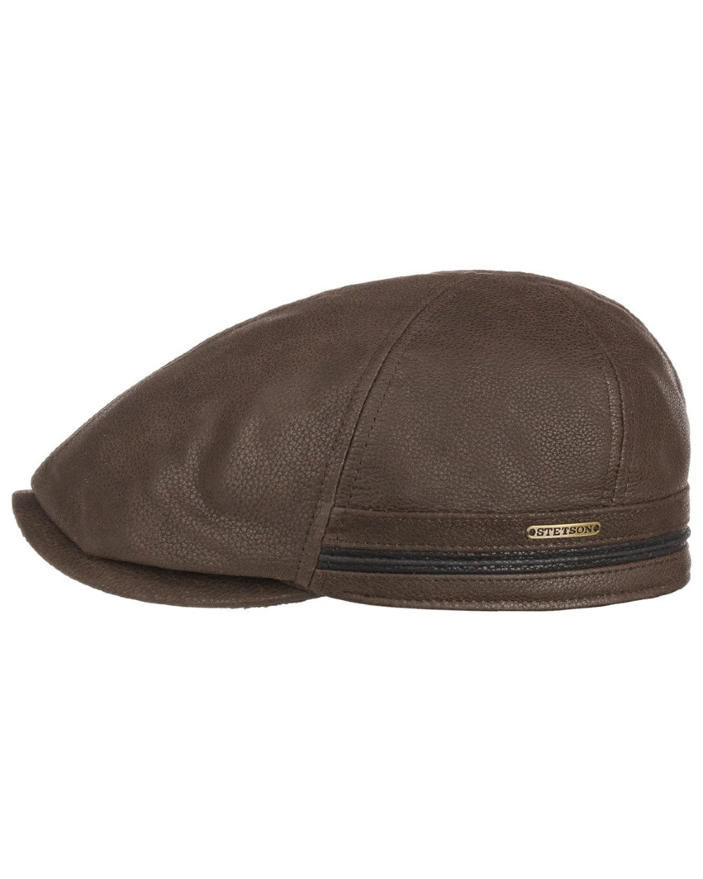 Brown Black coloured Stetson Redding Earflap Cap on white background