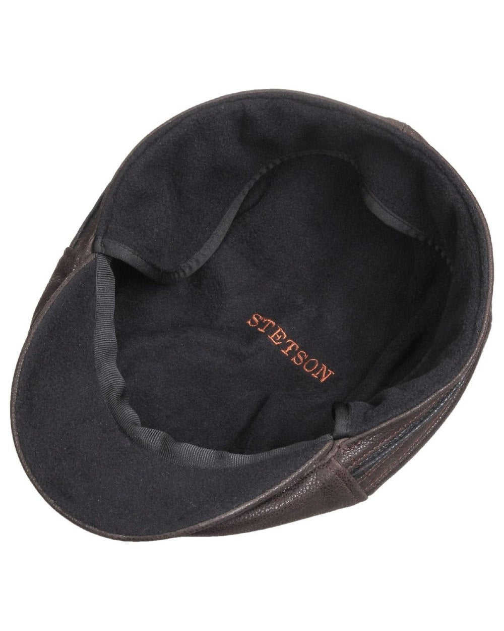 Brown Black coloured Stetson Redding Earflap Cap on white background