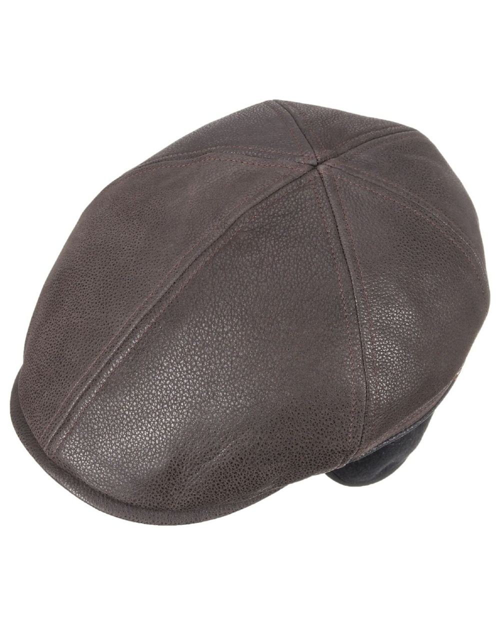 Brown Black coloured Stetson Redding Earflap Cap on white background