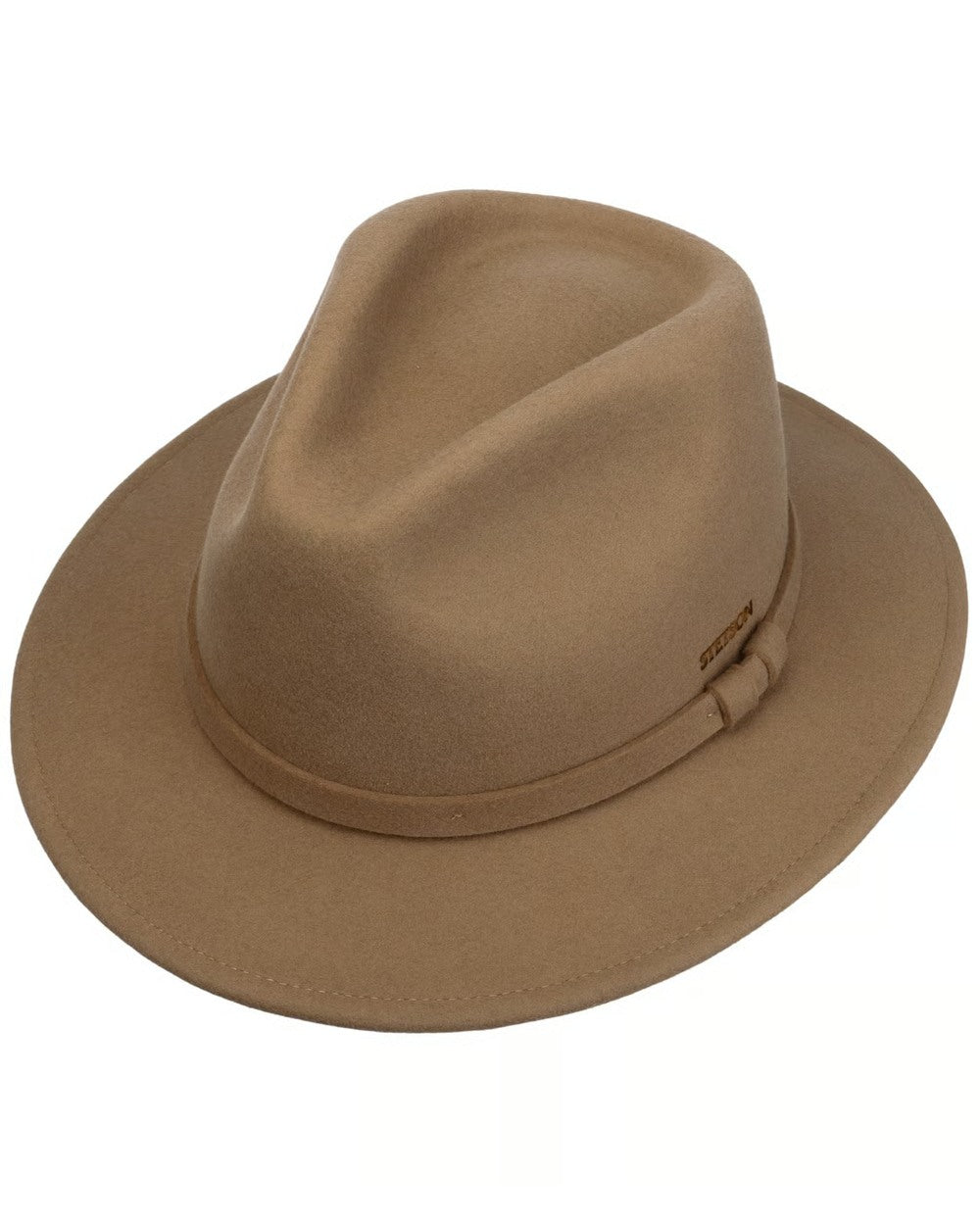 Chestnut coloured Stetson Soft Felt Traveller Wool Hat on white background