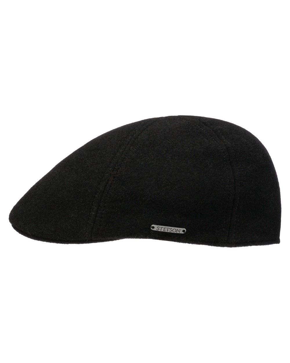 Black coloured Stetson Texas Wool Gatsby Cap on white background