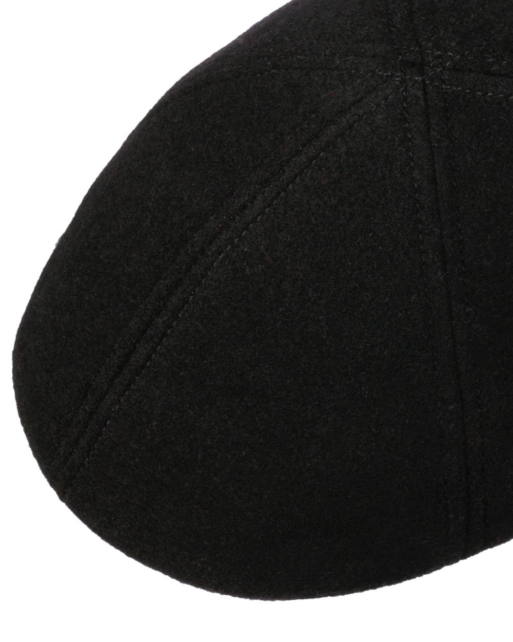 Black coloured Stetson Texas Wool Gatsby Cap on white background