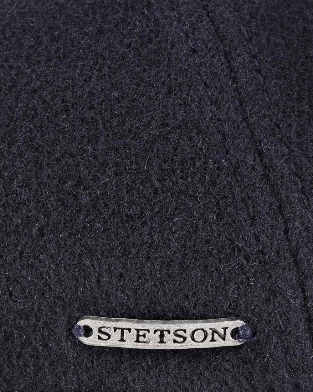 Navy coloured Stetson Texas Wool Gatsby Cap on white background