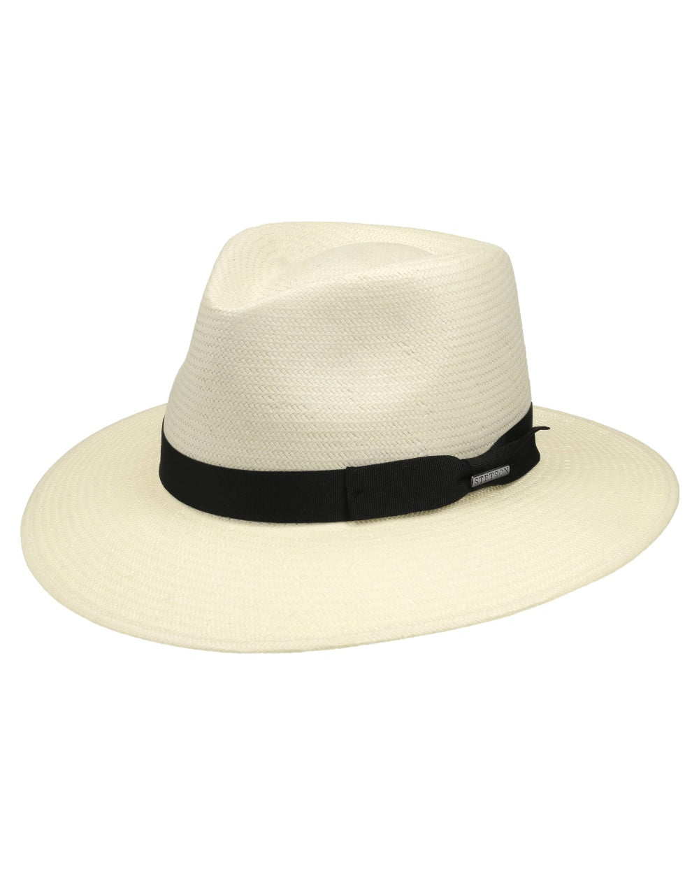 Bleached coloured Stetson Tokeen Toyo Traveller Straw Hat on white background