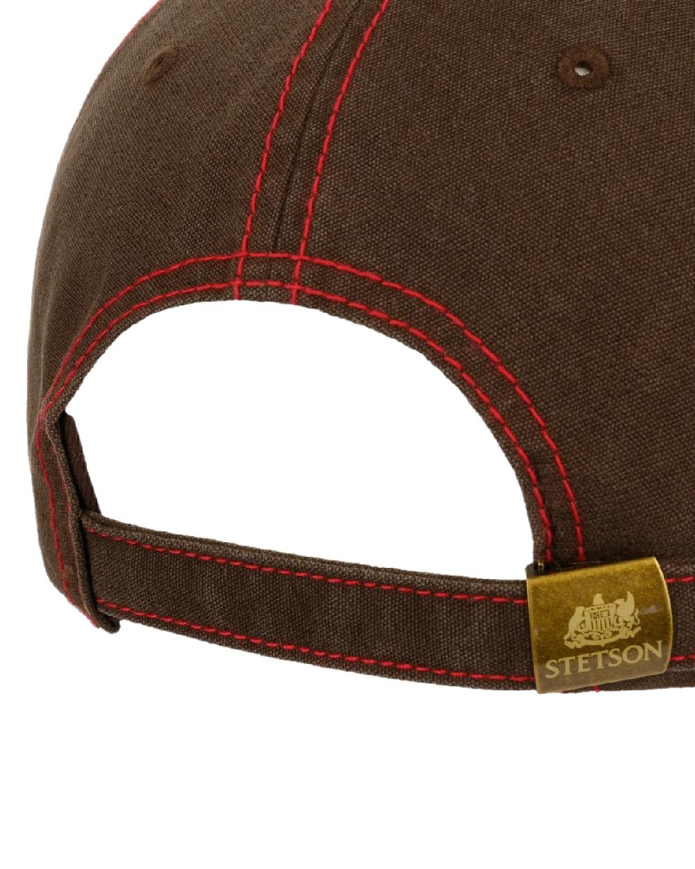 Beige Brown Coloured Stetson Vintage Distressed Baseball Cap on white background