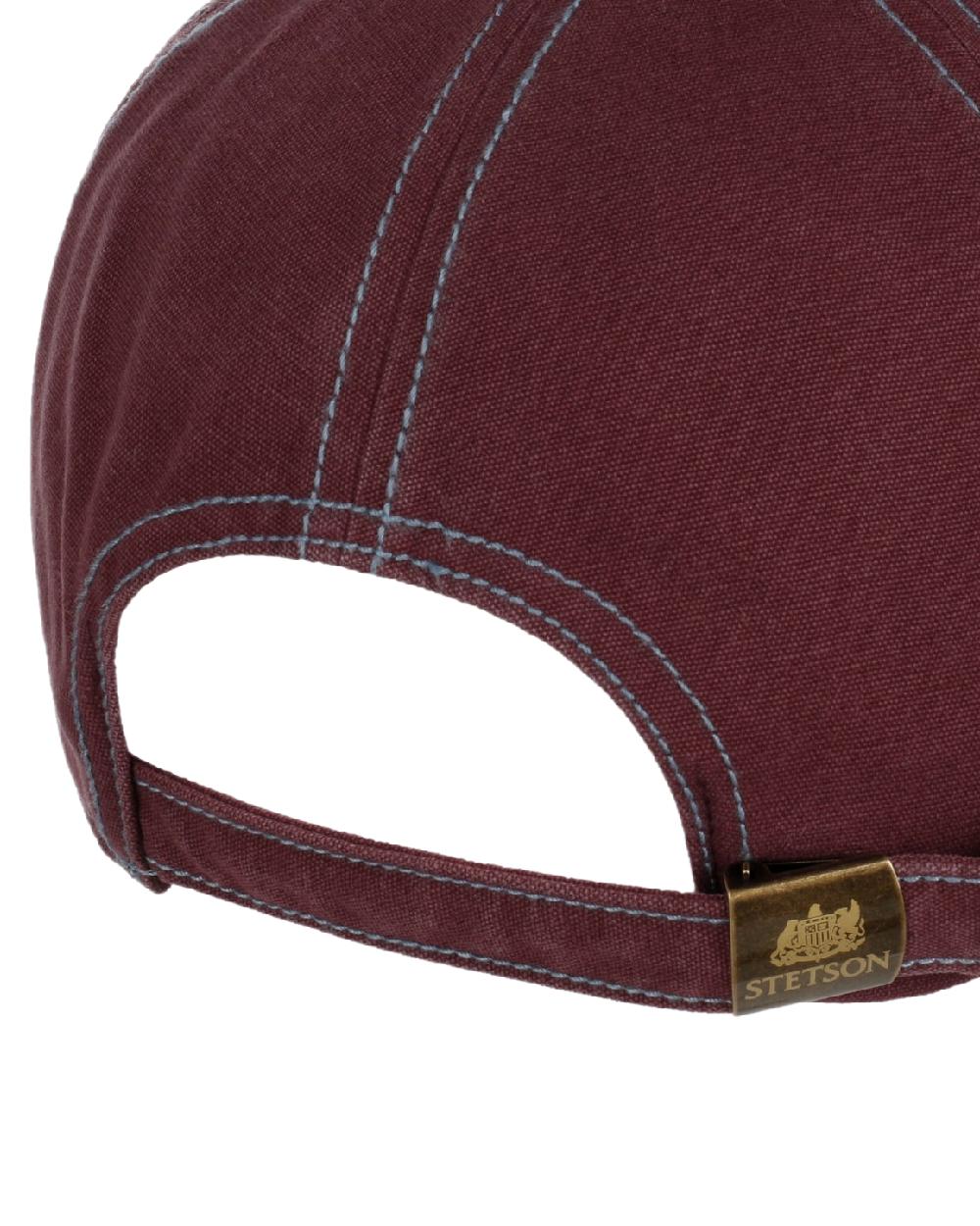 Light Blue Red Coloured Stetson Vintage Distressed Baseball Cap on white background