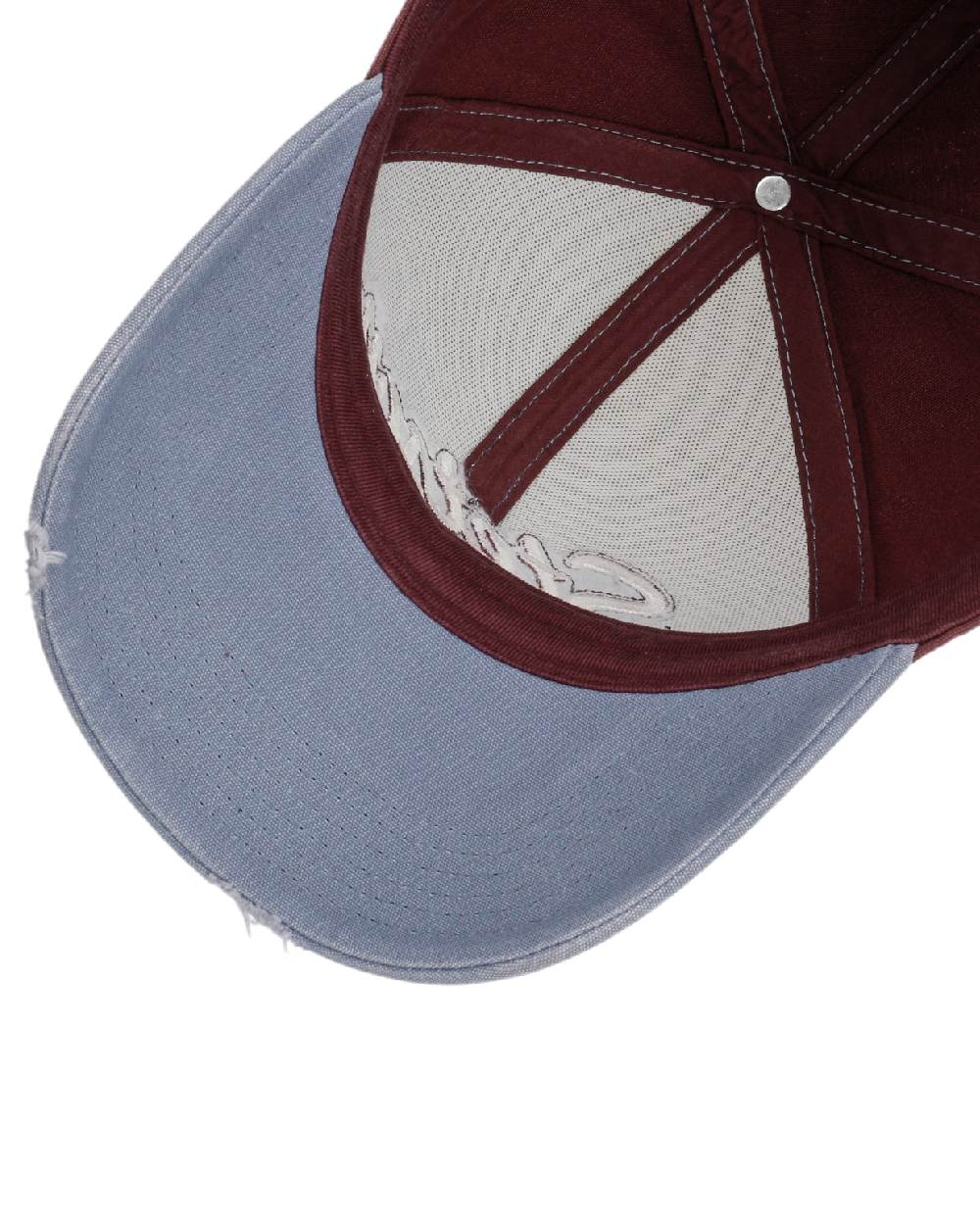 Light Blue Red Coloured Stetson Vintage Distressed Baseball Cap on white background